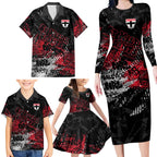 St Kilda Saints Family Matching Long Sleeve Bodycon Dress and Hawaiian Shirt Urban Graffiti Street Art - Bold Abstract Spray Paint