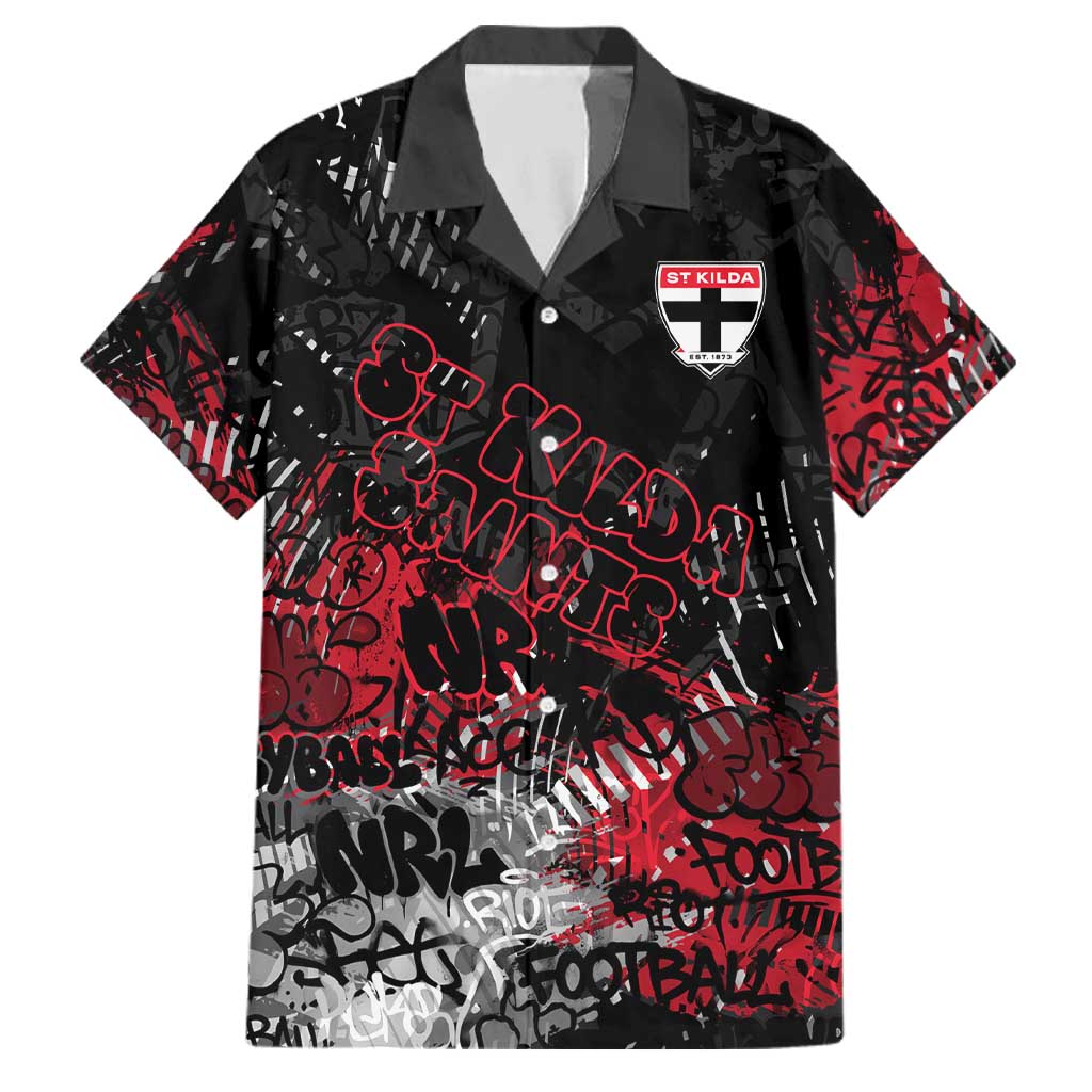 St Kilda Saints Family Matching Mermaid Dress and Hawaiian Shirt Urban Graffiti Street Art - Bold Abstract Spray Paint