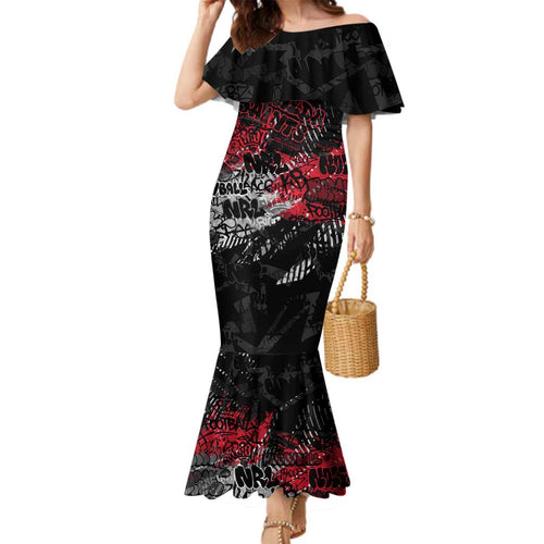 St Kilda Saints Family Matching Mermaid Dress and Hawaiian Shirt Urban Graffiti Street Art - Bold Abstract Spray Paint