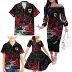 St Kilda Saints Family Matching Off The Shoulder Long Sleeve Dress and Hawaiian Shirt Urban Graffiti Street Art - Bold Abstract Spray Paint