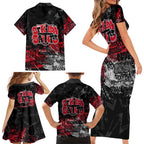 St Kilda Saints Family Matching Short Sleeve Bodycon Dress and Hawaiian Shirt Urban Graffiti Street Art - Bold Abstract Spray Paint