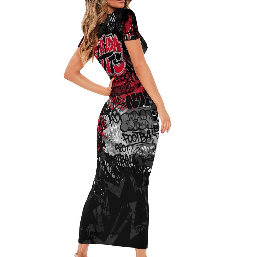 St Kilda Saints Family Matching Short Sleeve Bodycon Dress and Hawaiian Shirt Urban Graffiti Street Art - Bold Abstract Spray Paint