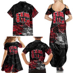 St Kilda Saints Family Matching Summer Maxi Dress and Hawaiian Shirt Urban Graffiti Street Art - Bold Abstract Spray Paint