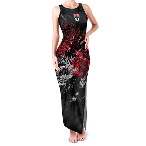 St Kilda Saints Family Matching Tank Maxi Dress and Hawaiian Shirt Urban Graffiti Street Art - Bold Abstract Spray Paint