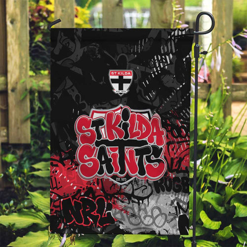 St Kilda Saints Garden Flag Urban Graffiti Street Art - Bold Abstract Spray Paint