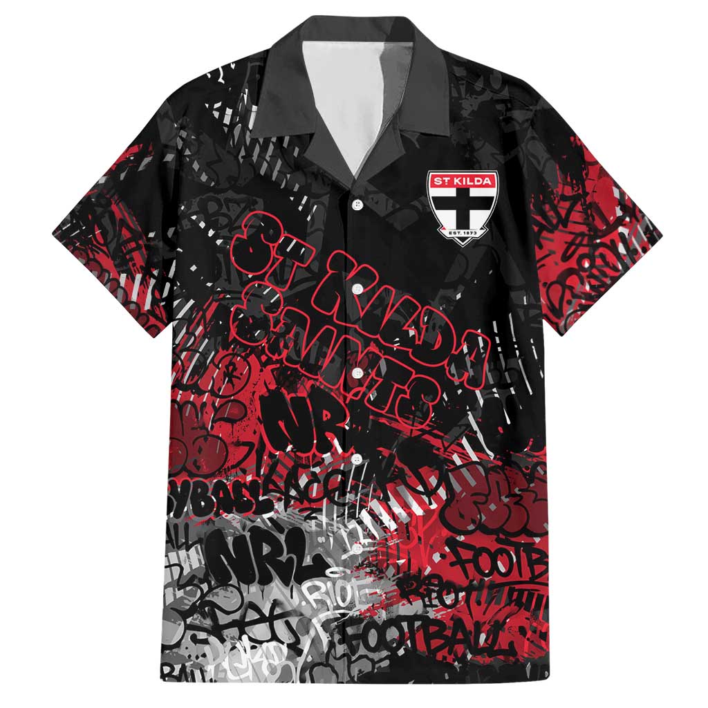 St Kilda Saints Hawaiian Shirt Urban Graffiti Street Art - Bold Abstract Spray Paint