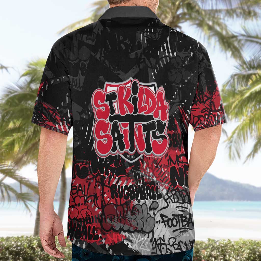 St Kilda Saints Hawaiian Shirt Urban Graffiti Street Art - Bold Abstract Spray Paint
