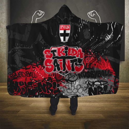 St Kilda Saints Hooded Blanket Urban Graffiti Street Art - Bold Abstract Spray Paint