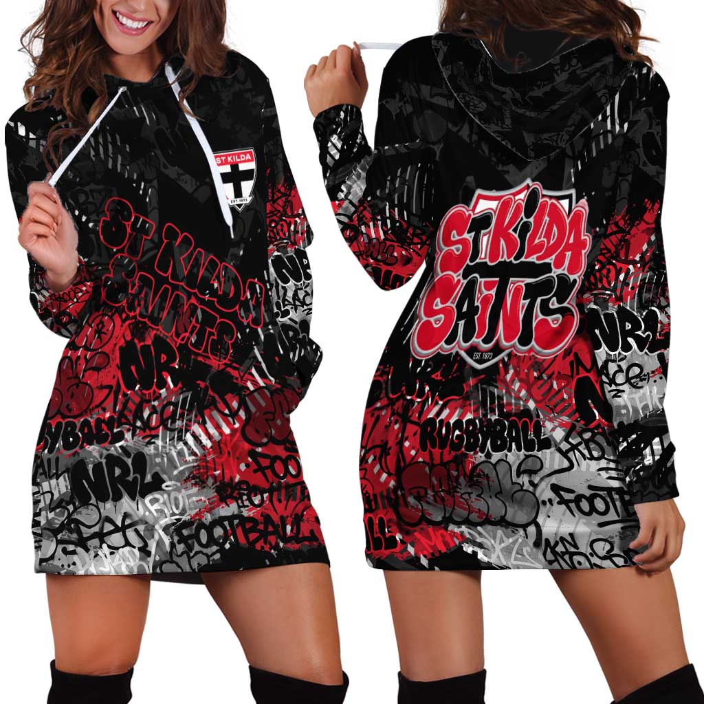 St Kilda Saints Hoodie Dress Urban Graffiti Street Art - Bold Abstract Spray Paint