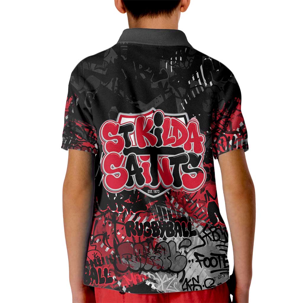 St Kilda Saints Kid Polo Shirt Urban Graffiti Street Art - Bold Abstract Spray Paint