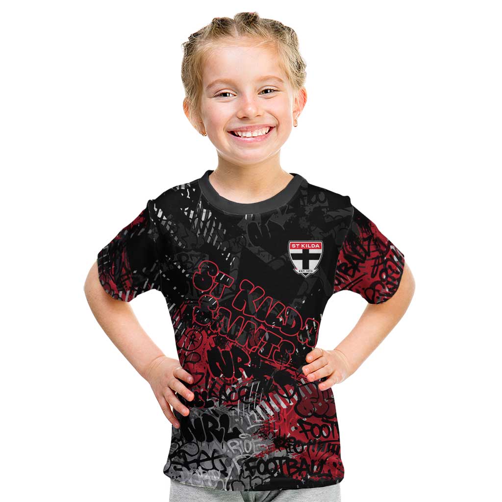 St Kilda Saints Kid T Shirt Urban Graffiti Street Art - Bold Abstract Spray Paint