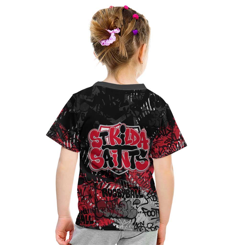 St Kilda Saints Kid T Shirt Urban Graffiti Street Art - Bold Abstract Spray Paint