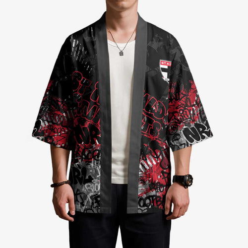St Kilda Saints Kimono Urban Graffiti Street Art - Bold Abstract Spray Paint