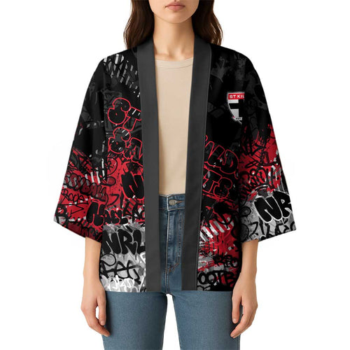 St Kilda Saints Kimono Urban Graffiti Street Art - Bold Abstract Spray Paint