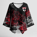 St Kilda Saints Kimono Sleeve Blouse Urban Graffiti Street Art - Bold Abstract Spray Paint