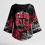 St Kilda Saints Kimono Sleeve Blouse Urban Graffiti Street Art - Bold Abstract Spray Paint