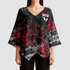 St Kilda Saints Kimono Sleeve Blouse Urban Graffiti Street Art - Bold Abstract Spray Paint