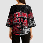 St Kilda Saints Kimono Sleeve Blouse Urban Graffiti Street Art - Bold Abstract Spray Paint