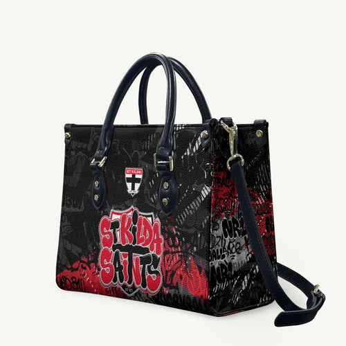 St Kilda Saints Leather Bag Urban Graffiti Street Art - Bold Abstract Spray Paint