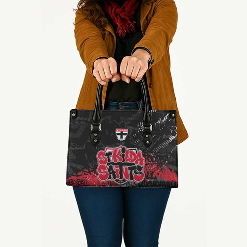 St Kilda Saints Leather Bag Urban Graffiti Street Art - Bold Abstract Spray Paint