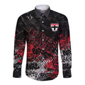 St Kilda Saints Long Sleeve Button Shirt Urban Graffiti Street Art - Bold Abstract Spray Paint