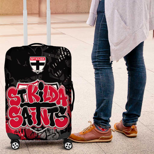 St Kilda Saints Luggage Cover Urban Graffiti Street Art - Bold Abstract Spray Paint