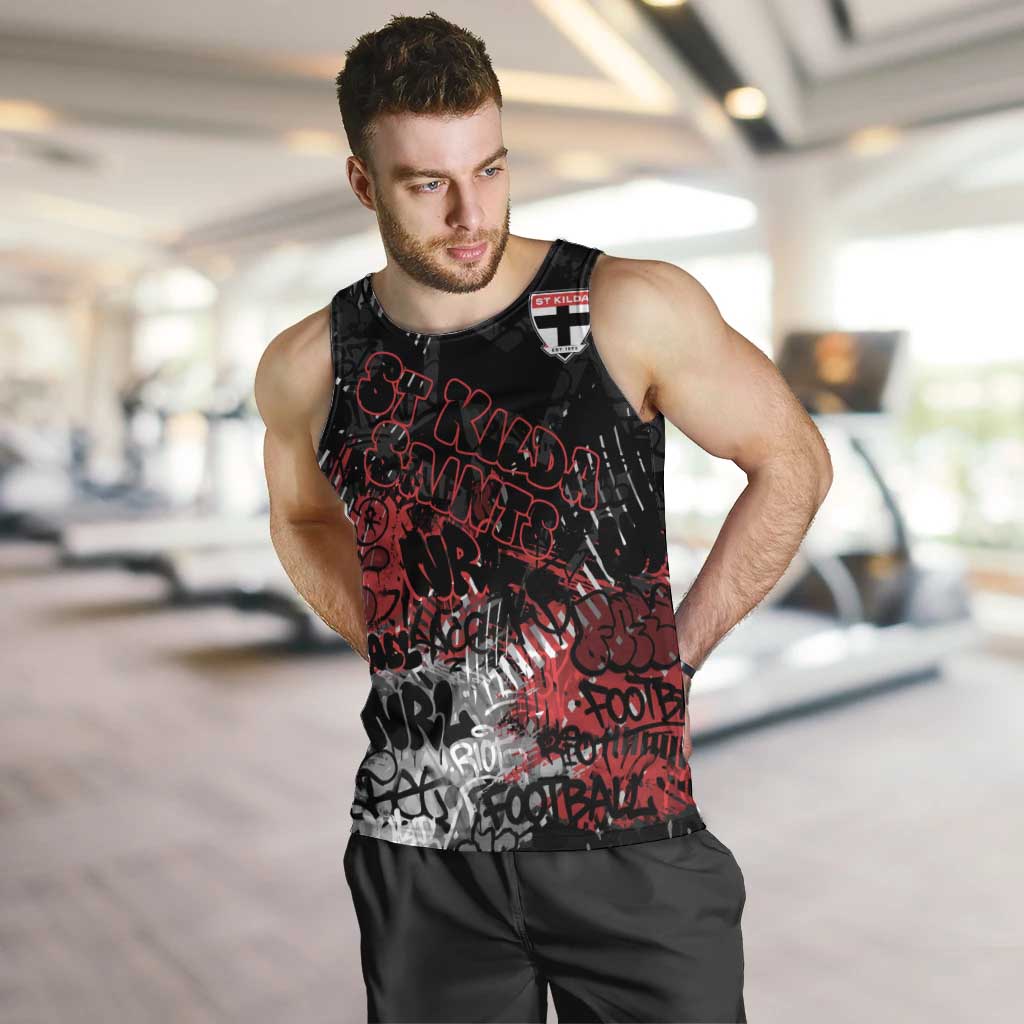 St Kilda Saints Men Tank Top Urban Graffiti Street Art - Bold Abstract Spray Paint