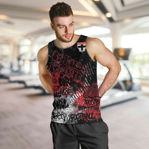 St Kilda Saints Men Tank Top Urban Graffiti Street Art - Bold Abstract Spray Paint