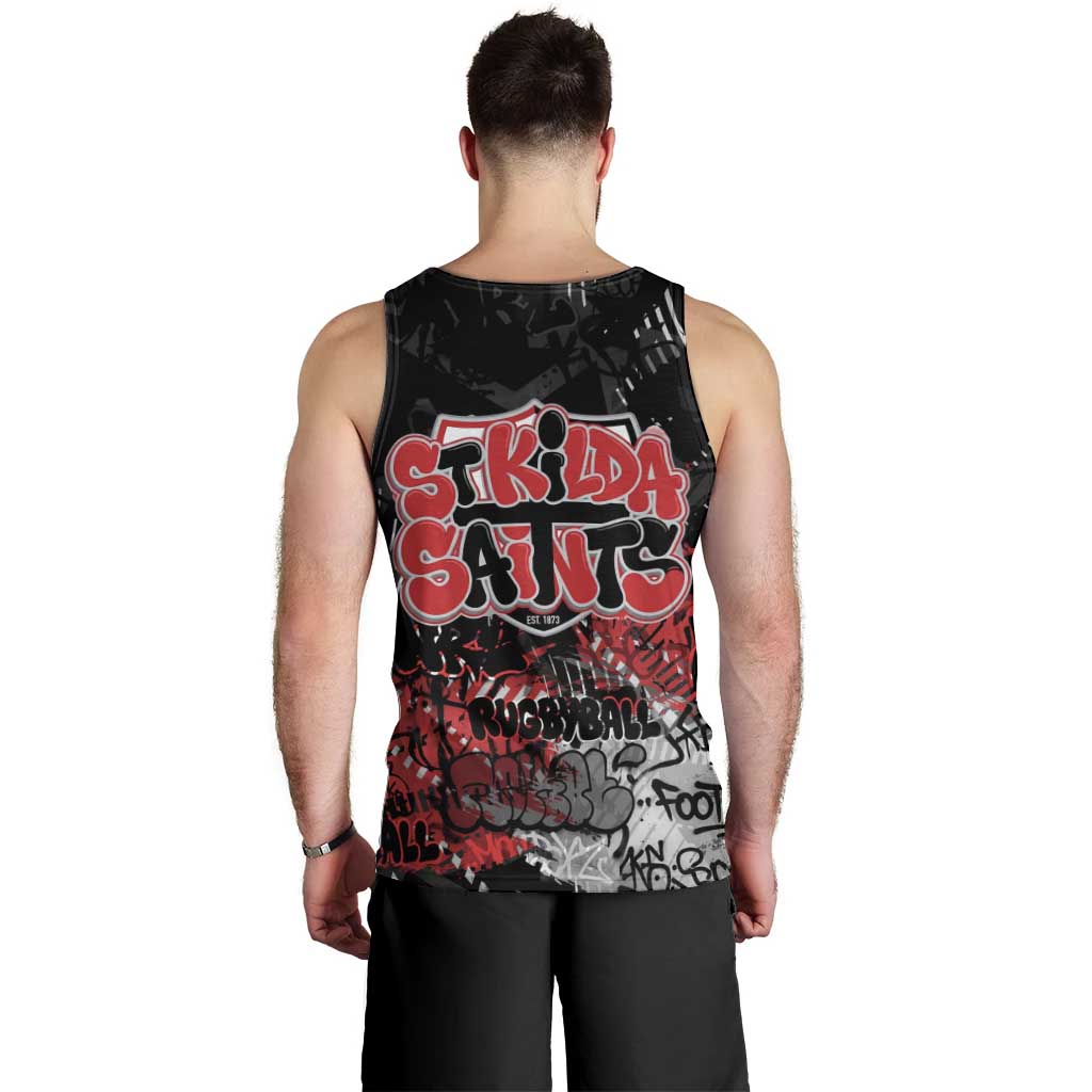 St Kilda Saints Men Tank Top Urban Graffiti Street Art - Bold Abstract Spray Paint