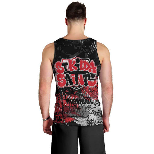 St Kilda Saints Men Tank Top Urban Graffiti Street Art - Bold Abstract Spray Paint