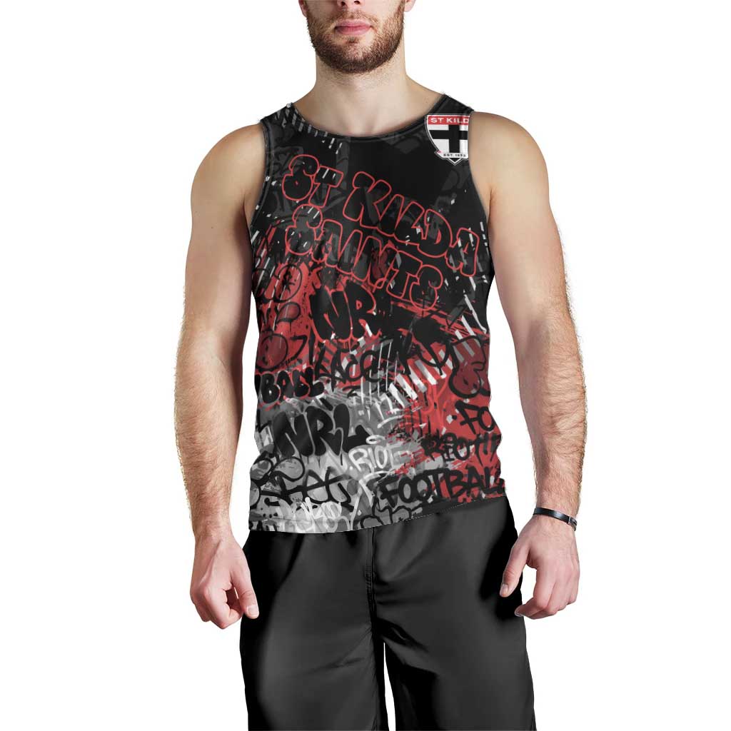 St Kilda Saints Men Tank Top Urban Graffiti Street Art - Bold Abstract Spray Paint