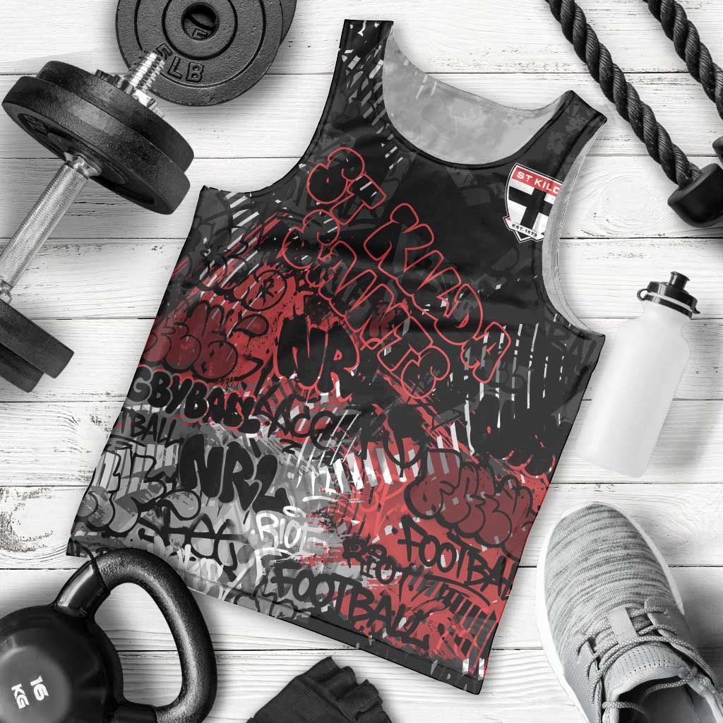 St Kilda Saints Men Tank Top Urban Graffiti Street Art - Bold Abstract Spray Paint