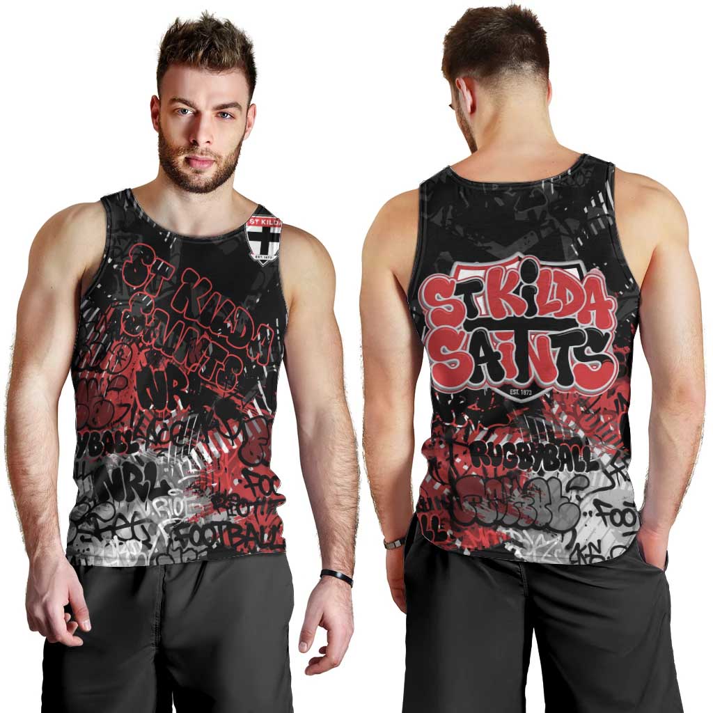 St Kilda Saints Men Tank Top Urban Graffiti Street Art - Bold Abstract Spray Paint