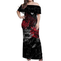 St Kilda Saints Off Shoulder Maxi Dress Urban Graffiti Street Art - Bold Abstract Spray Paint