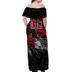 St Kilda Saints Off Shoulder Maxi Dress Urban Graffiti Street Art - Bold Abstract Spray Paint
