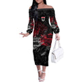 St Kilda Saints Off The Shoulder Long Sleeve Dress Urban Graffiti Street Art - Bold Abstract Spray Paint