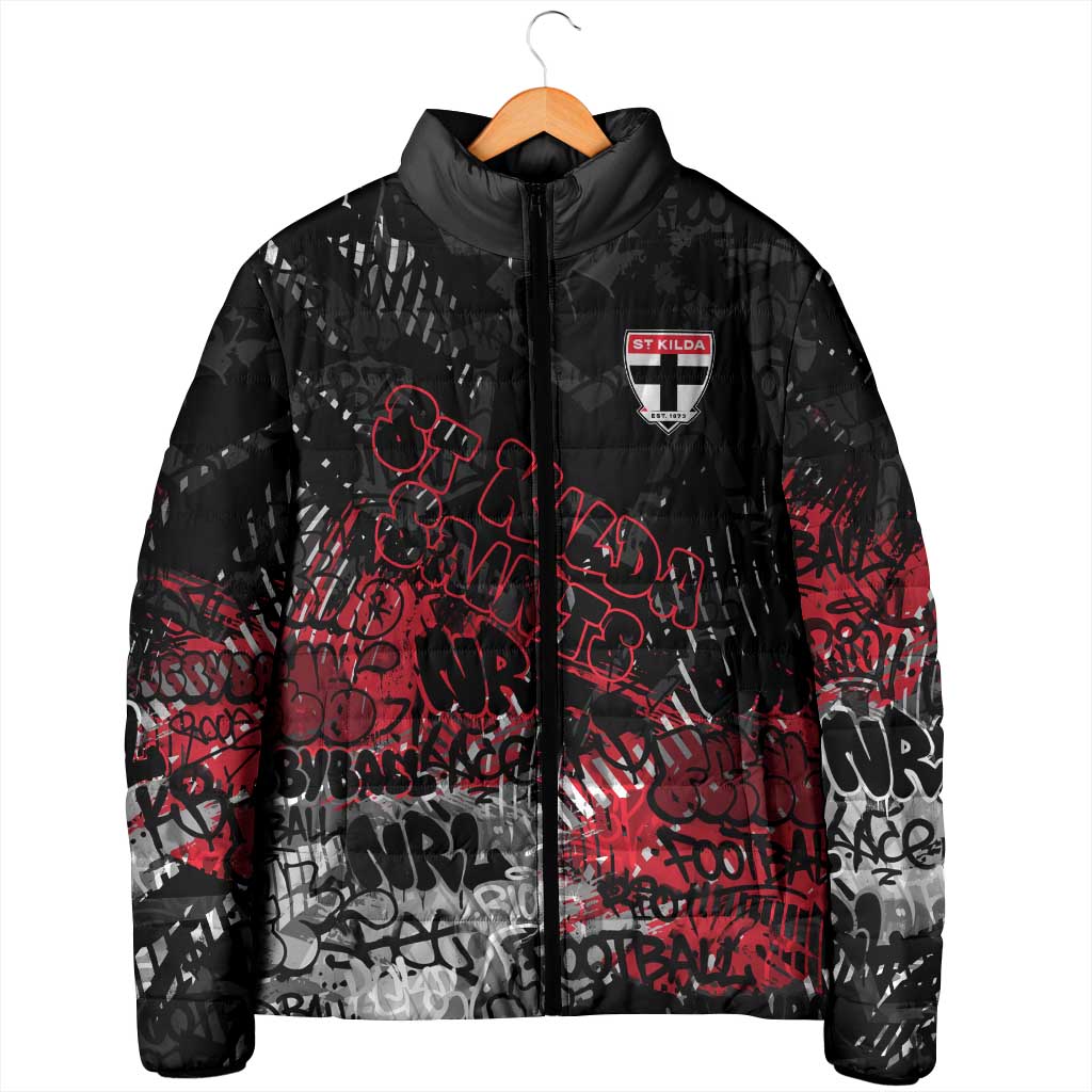 St Kilda Saints Padded Jacket Urban Graffiti Street Art - Bold Abstract Spray Paint