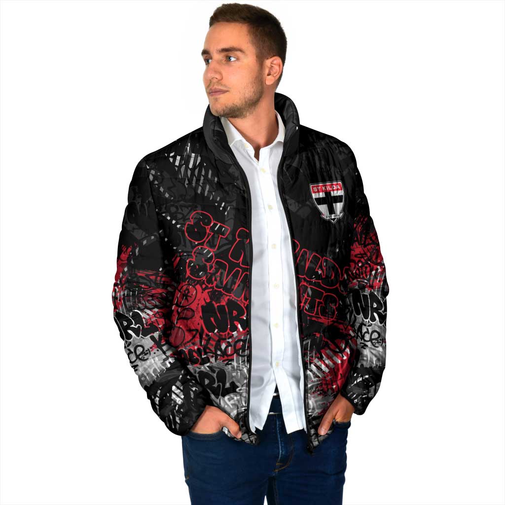 St Kilda Saints Padded Jacket Urban Graffiti Street Art - Bold Abstract Spray Paint