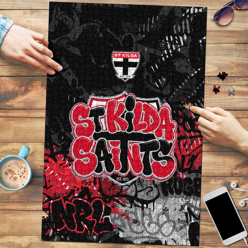 St Kilda Saints Puzzle Urban Graffiti Street Art - Bold Abstract Spray Paint