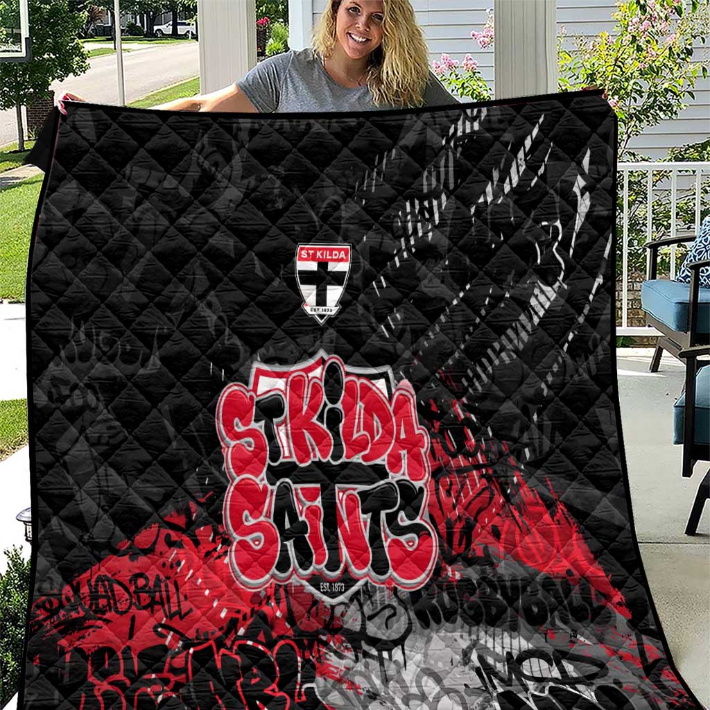 St Kilda Saints Quilt Urban Graffiti Street Art - Bold Abstract Spray Paint