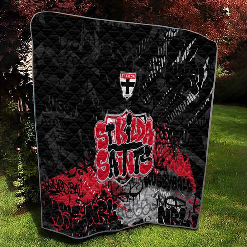 St Kilda Saints Quilt Urban Graffiti Street Art - Bold Abstract Spray Paint