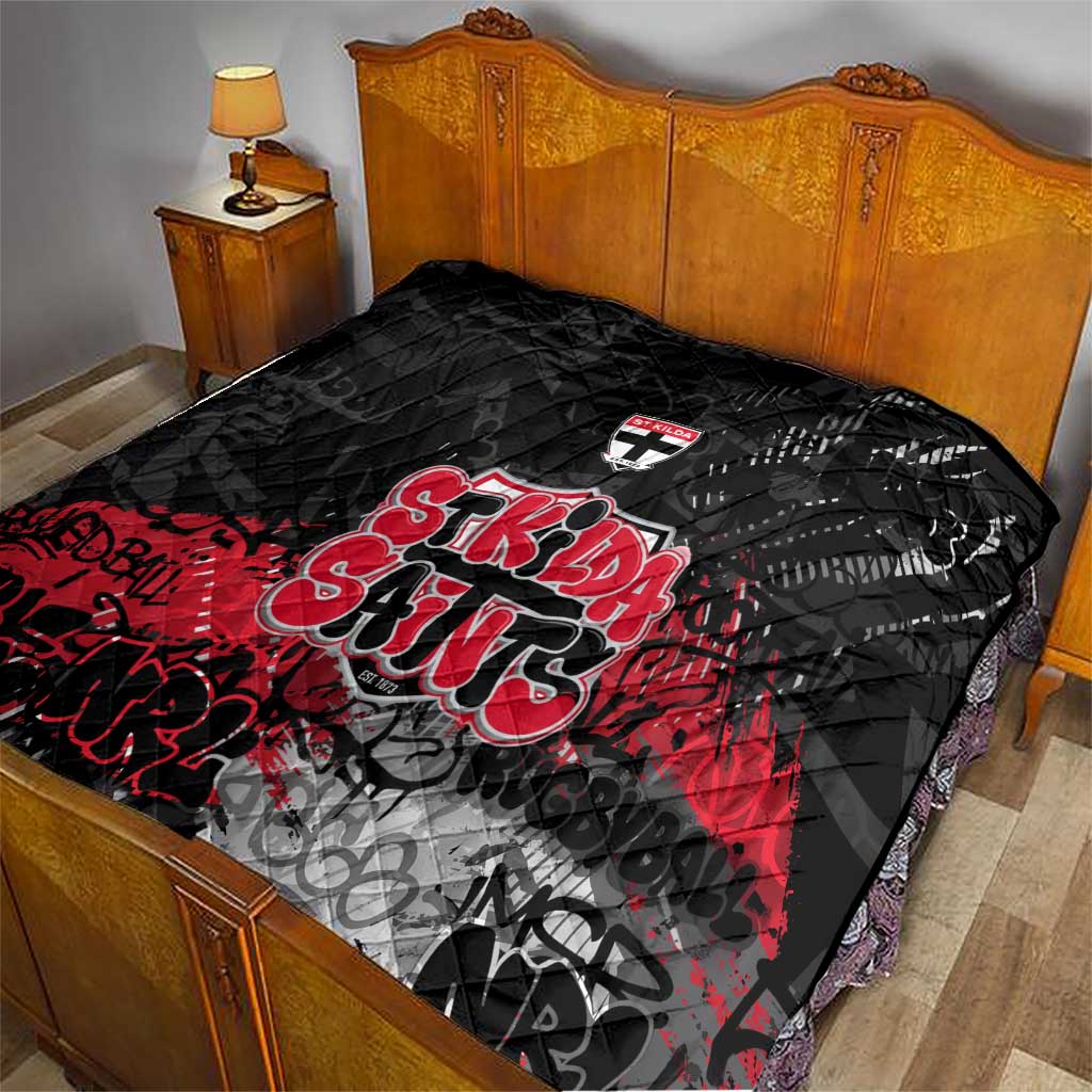 St Kilda Saints Quilt Urban Graffiti Street Art - Bold Abstract Spray Paint