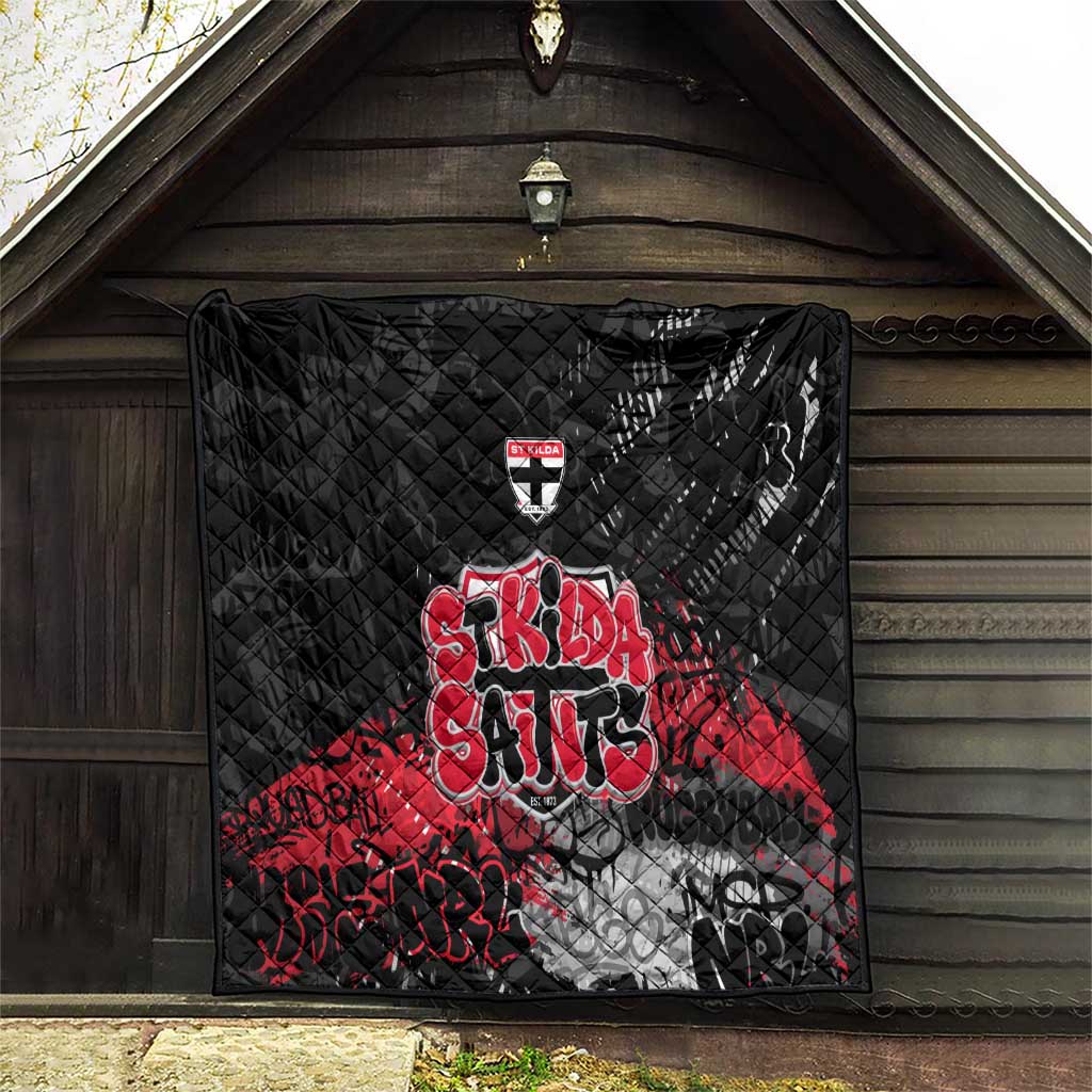 St Kilda Saints Quilt Urban Graffiti Street Art - Bold Abstract Spray Paint