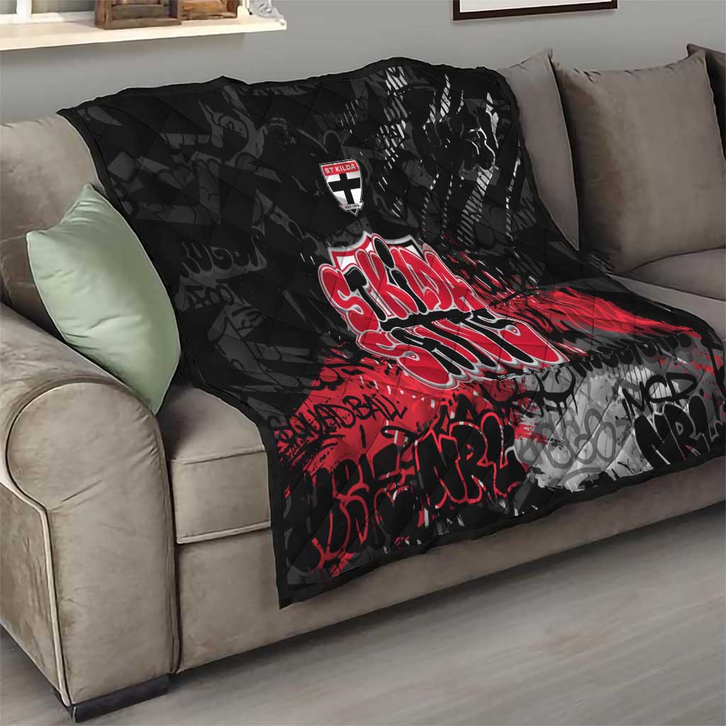 St Kilda Saints Quilt Urban Graffiti Street Art - Bold Abstract Spray Paint