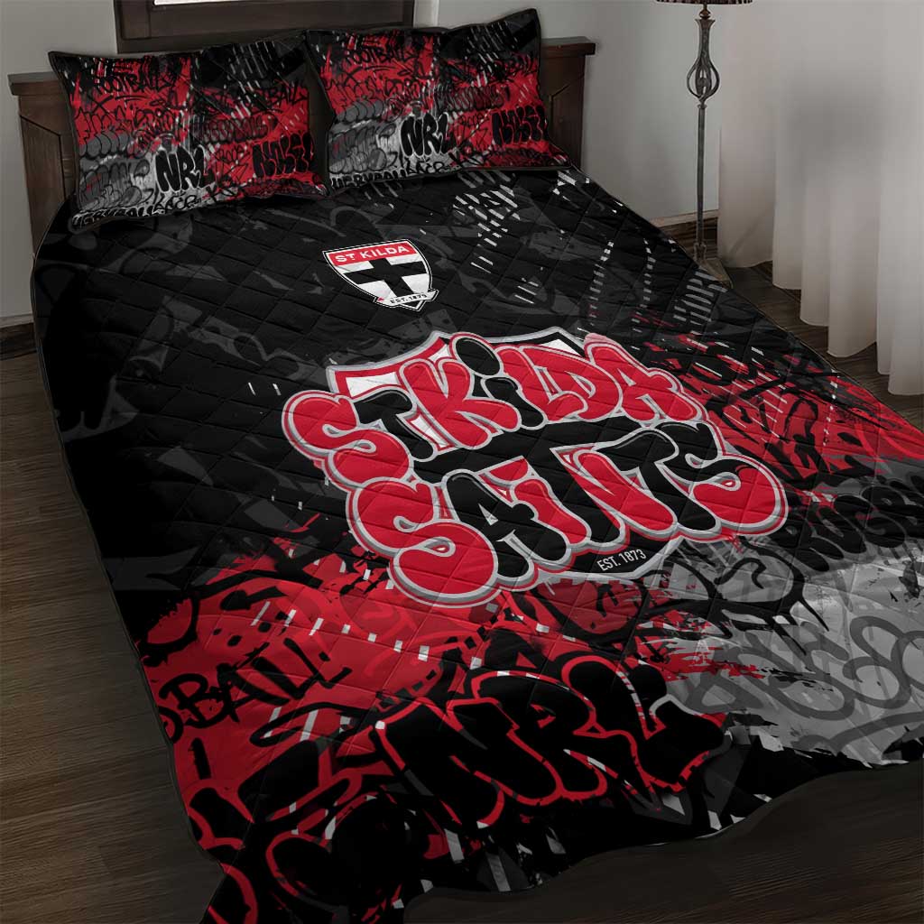 St Kilda Saints Quilt Bed Set Urban Graffiti Street Art - Bold Abstract Spray Paint
