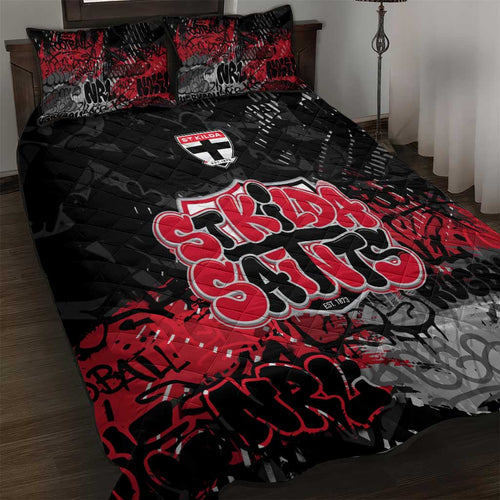 St Kilda Saints Quilt Bed Set Urban Graffiti Street Art - Bold Abstract Spray Paint