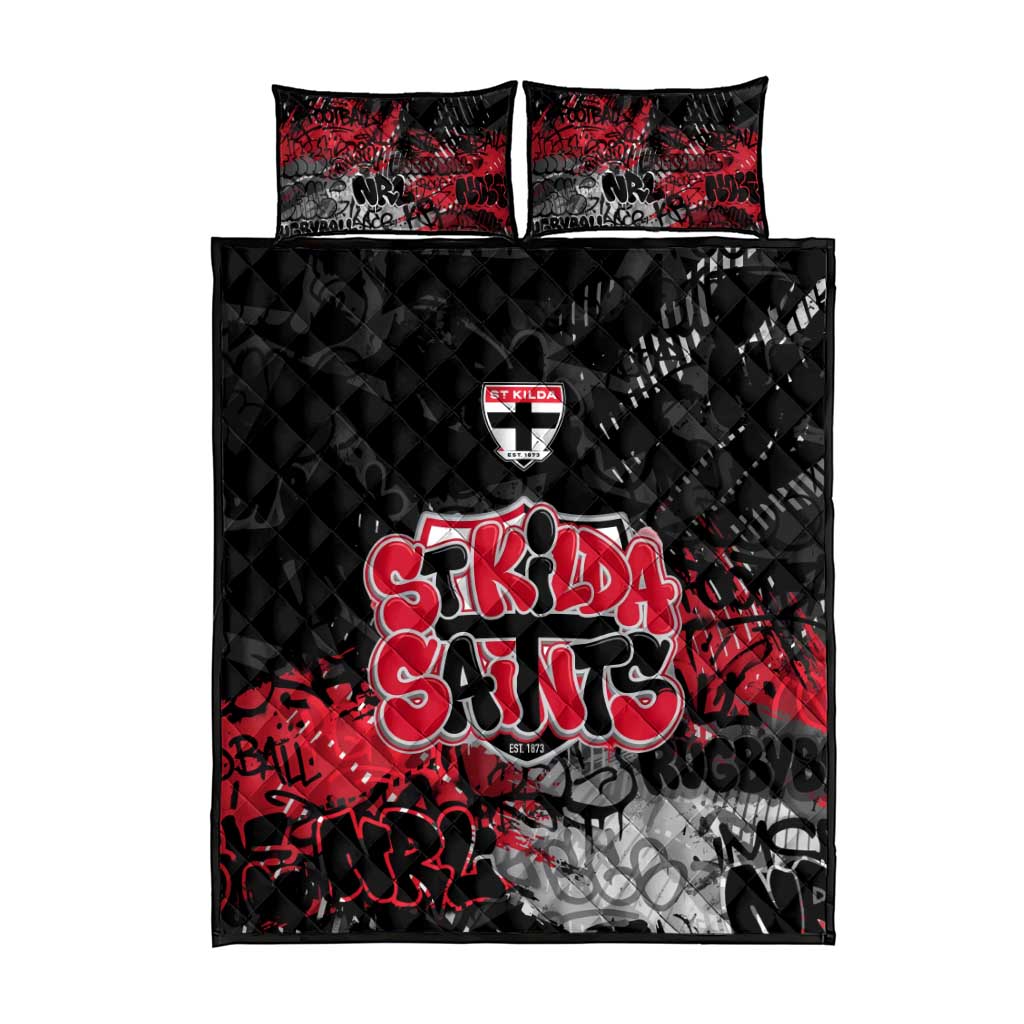 St Kilda Saints Quilt Bed Set Urban Graffiti Street Art - Bold Abstract Spray Paint