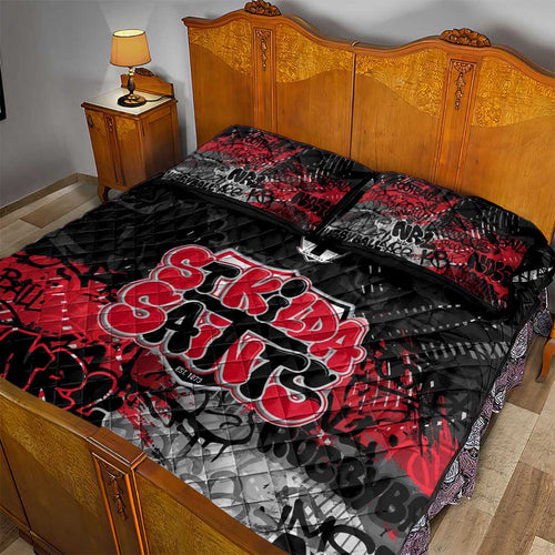 St Kilda Saints Quilt Bed Set Urban Graffiti Street Art - Bold Abstract Spray Paint