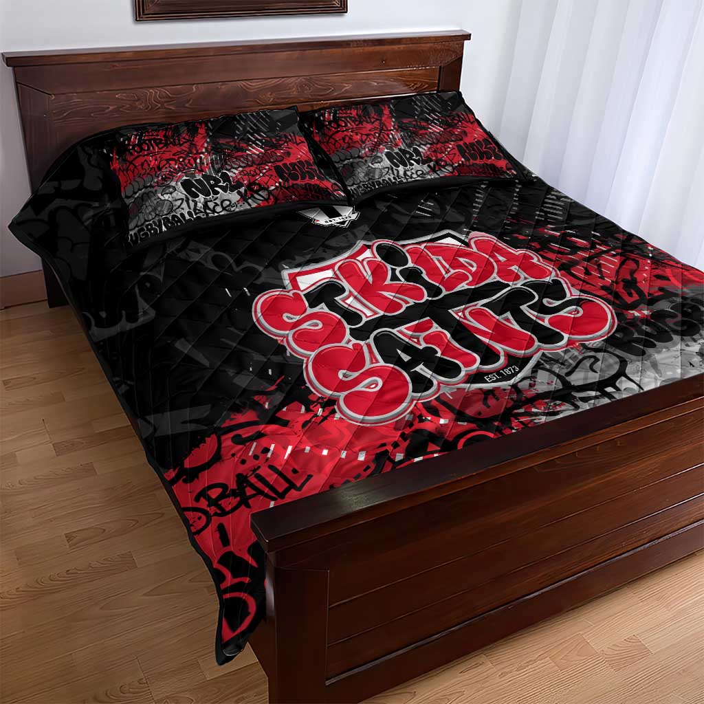 St Kilda Saints Quilt Bed Set Urban Graffiti Street Art - Bold Abstract Spray Paint