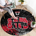 St Kilda Saints Round Carpet Urban Graffiti Street Art - Bold Abstract Spray Paint
